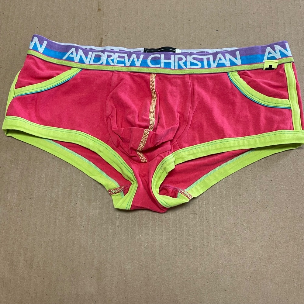 Andrew Christian Almost Naked Mens Pink Pouch Boxer Brief Trunk Men's M NWOT